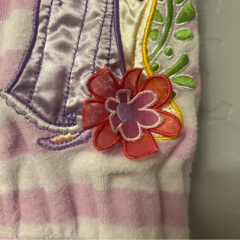 Disney Rapunzel purple and white striped shorts romper terry swim cover up 5/6